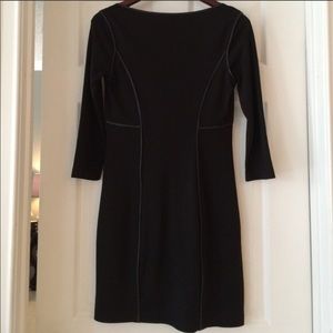 Max Studio Black Dress with Leather Like Details